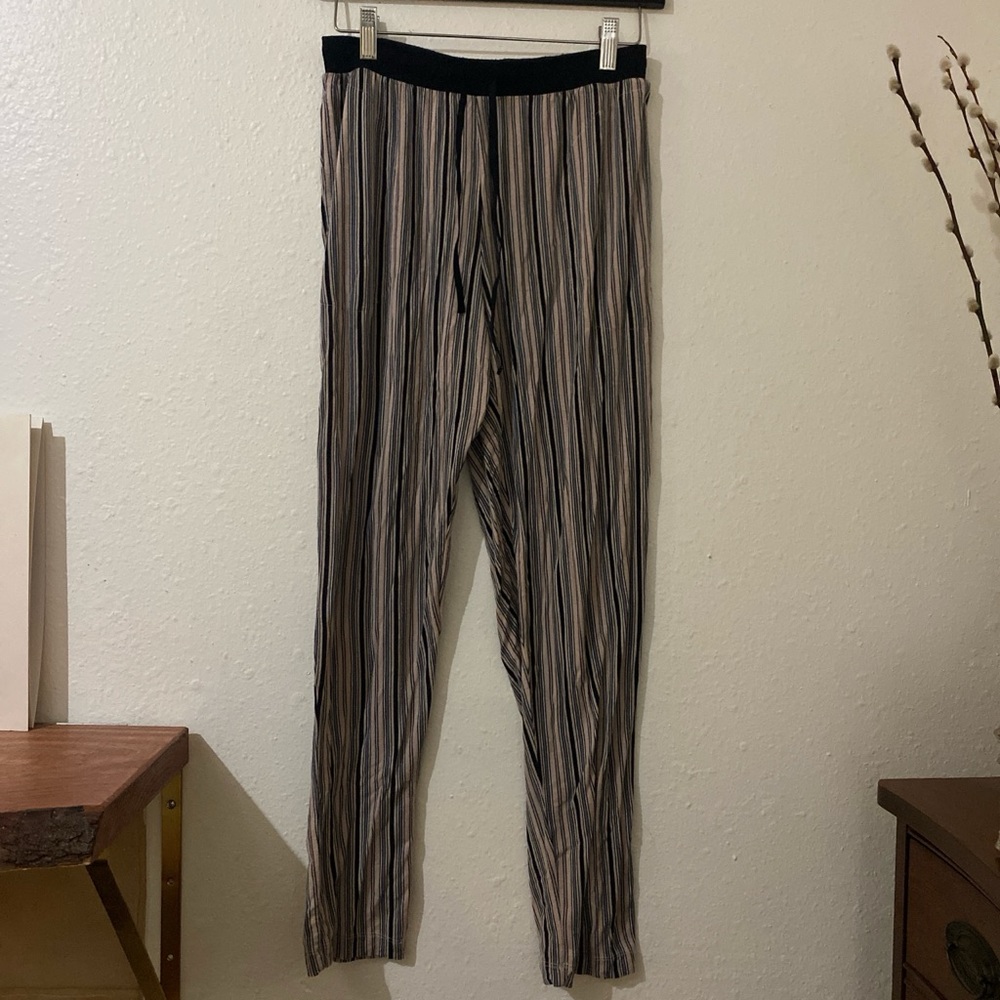 Donna Karan Black and Gray Joggers with Elastic Waistband